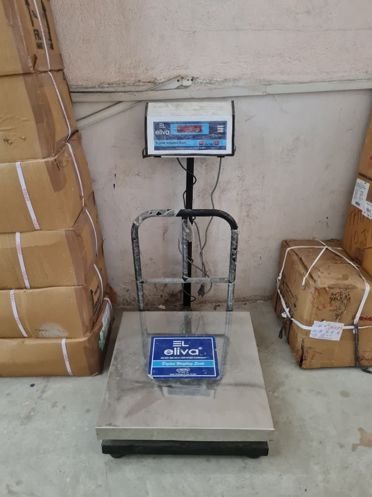 Warehouse weighing scale used when preparing stock for distribution from Ranchi